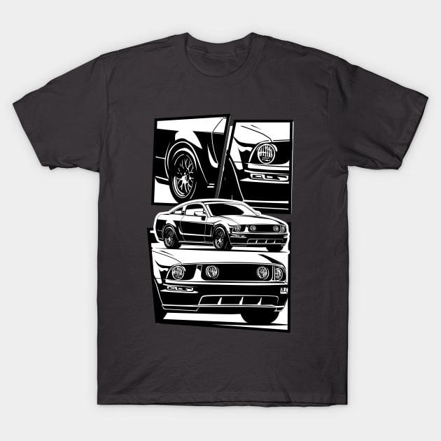 Ford Mustang pony GT 2005 illustration graphics T-Shirt by ASAKDESIGNS